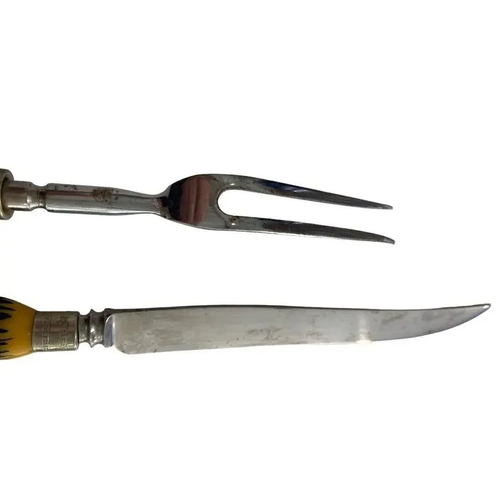 VTG 2 Pc Westall Richardson England Carving Knife Set Antler Bakelite Handles